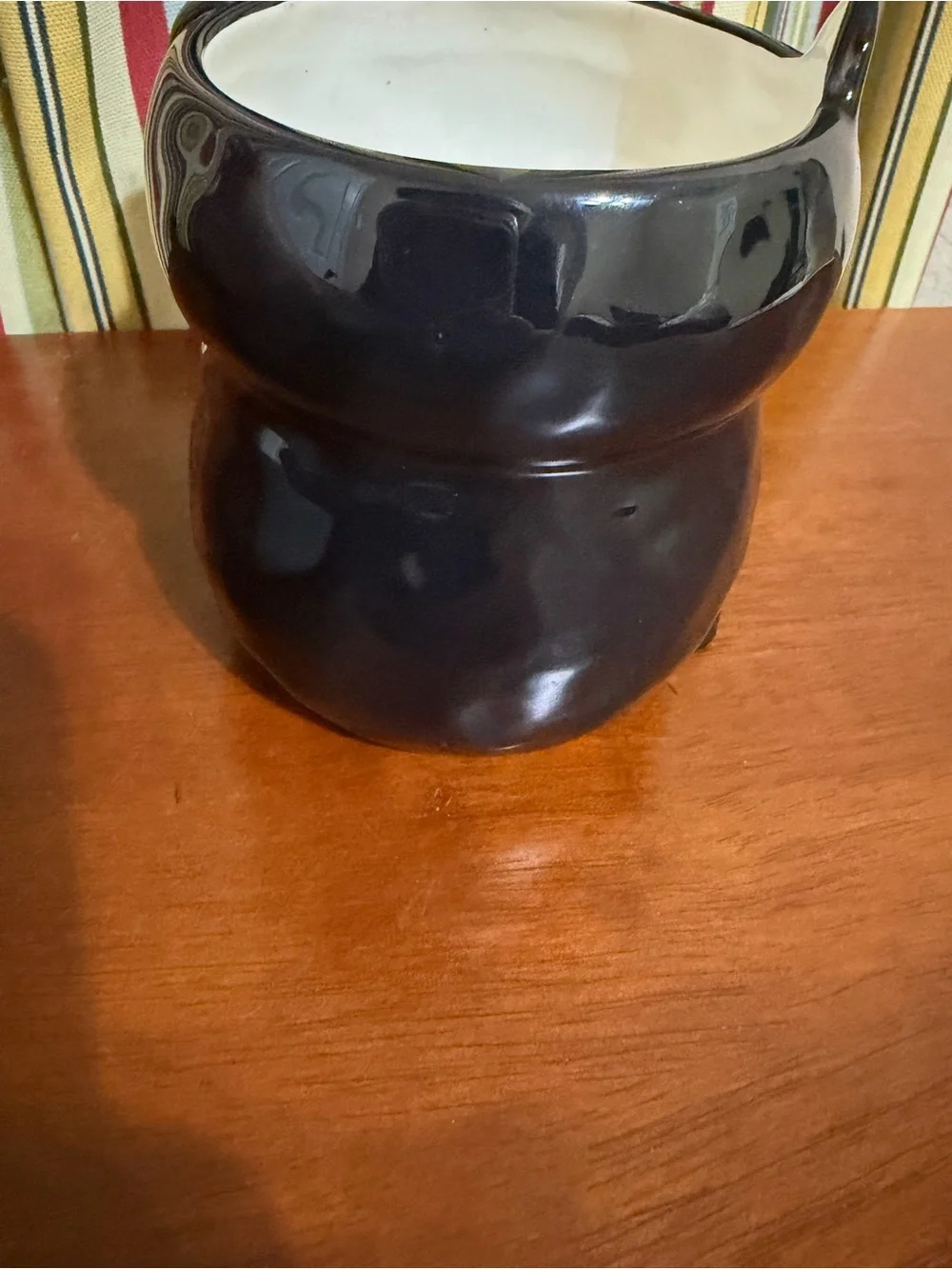 NATURAL LIFE Black Cat Ceramic Pet Bowl with Handle
